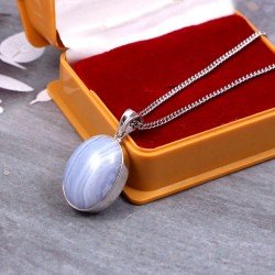 Redgem Silver 925 Pendants Natural Blue Lace Blue 