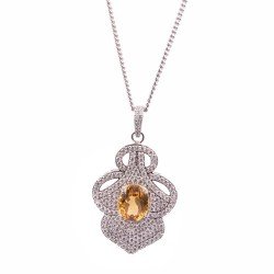 Redgem Silver 925 Pendants Natural Citrine Yellow