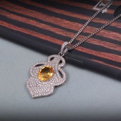 Redgem Silver 925 Pendants Natural Citrine Yellow