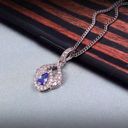 Redgem Silver 925 Pendants Natural Tanzanite Blue