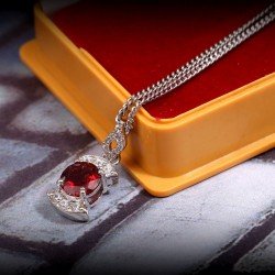 Redgem Silver 925 Pendants Natural Garnet