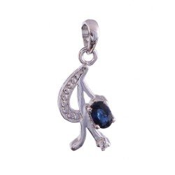 Silver 925 Pendants Natural Blue Sapphire Blue