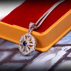 Redgem Silver Pendants Natural Blue Sapphire Blue