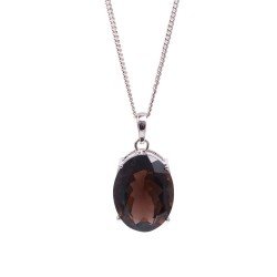 Redgem Silver 925 Pendants Natural Smoky Quartz Brown