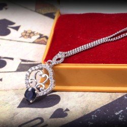Redgem Silver 925 Pendants Natural Blue Sapphire Blue