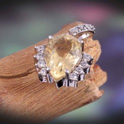 Silver Pendants Natural Citrine Yellow