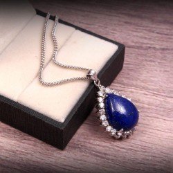 Redgem Silver 925 Pendants Natural Lapis Lazuli Blue