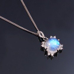 Redgem Silver 925 Pendants Natural Rainbow Moonstone White