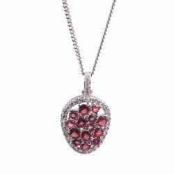 Redgem Silver 925 Pendants Natural Garnet Red