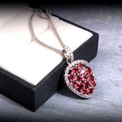 Redgem Silver 925 Pendants Natural Garnet Red