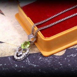 Redgem Silver 925 Pendants Natural Peridot Green 