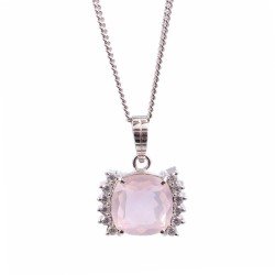 Redgem Silver 925 Pendants Rose Quartz Pink