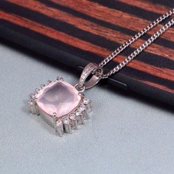 Redgem Silver 925 Pendants Rose Quartz Pink