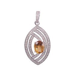 Redgem Silver Pendants Natural Citrine Yellow