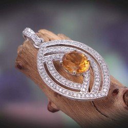 Redgem Silver Pendants Natural Citrine Yellow