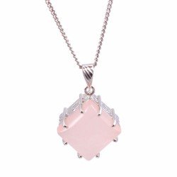 Redgem Silver 925 Pendants Natural Rose Quartz Pink