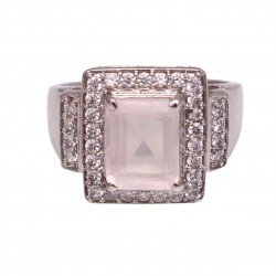 Redgem 925 Silver Ring for Women and Girls Natural Rose Quartz Pink 7X9 MM Rectangle Redgem 925 Silver Ring for Women and Girls Natural Rose Quartz Pink 7X9 MM Rectangle