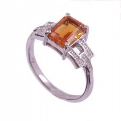 Redgem 925 Silver Ring for Women Natural Citrine Yellow 6X8 MM Rectangle Redgem 925 Silver Ring for Women Natural Citrine Yellow 6X8 MM Rectangle