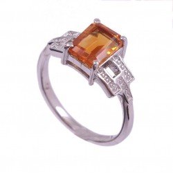 Redgem 925 Silver Ring for Women Natural Citrine Yellow 6X8 MM Rectangle redgem 925 silver ring for women and girls natural citrine yellow 9x11 mm oval jarg52 women's fashion redgem 925 silver ring for women and girls natural citrine yellow 9x11 mm oval redgem 1014