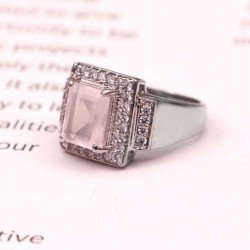 Redgem 925 Silver Ring for Women and Girls Natural Rose Quartz Pink 7X9 MM Rectangle Redgem 925 Silver Ring for Women and Girls Natural Rose Quartz Pink 7X9 MM Rectangle