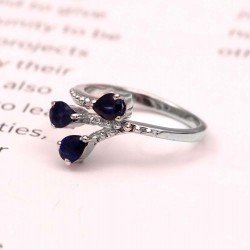 Redgem 925 Silver Ring for Women and Girls Natural Blue Sapphire 4X5 MM Pear Redgem 925 Silver Ring for Women and Girls Natural Blue Sapphire 4X5 MM Pear