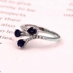 Redgem 925 Silver Ring for Women and Girls Natural Blue Sapphire 4X5 MM Pear redgem 925 silver dangle earrings natural blue sapphire jaer33 women's fashion redgem 925 silver dangle earrings natural blue sapphire redgem 404