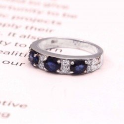 Redgem 925 Silver Ring for Women and Girls Natural Blue Sapphire 4X6 MM Oval redgem 925 silver dangle earrings natural blue sapphire jaer33 women's fashion redgem 925 silver dangle earrings natural blue sapphire redgem 404