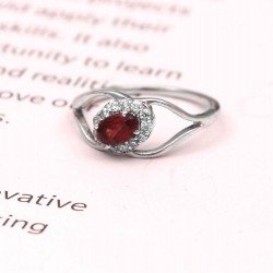 Redgem 925 Silver Ring for Women and Girls Natural Garnet Red 4X6 MM Oval Redgem 925 Silver Ring for Women and Girls Natural Garnet Red 4X6 MM Oval