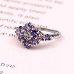 Redgem 925 Silver Ring for Women and Girls Natural Tanzanite Blue 3.50 MM Round Redgem 925 Silver Ring for Women and Girls Natural Tanzanite Blue 3.50 MM Round