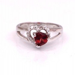 Redgem 925 Silver Ring for Women and Girls Natural Garnet Red 6 MM Heart Redgem 925 Silver Ring for Women and Girls Natural Garnet Red 6 MM Heart
