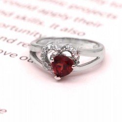 Redgem 925 Silver Ring for Women and Girls Natural Garnet Red 6 MM Heart Redgem 925 Silver Ring for Women and Girls Natural Garnet Red 6 MM Heart