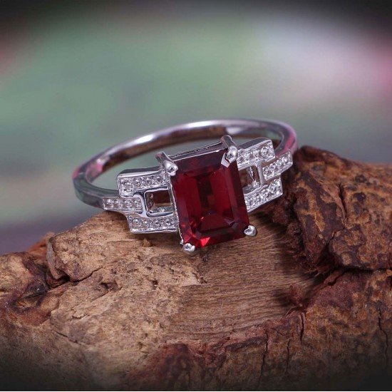 redgem 925 silver ring for women natural garnet red 6x8 mm rectangle jarg12 women's fashion redgem 925 silver ring for women precious gemstone natural garnet red 6x8 mm rectangle redgem 976