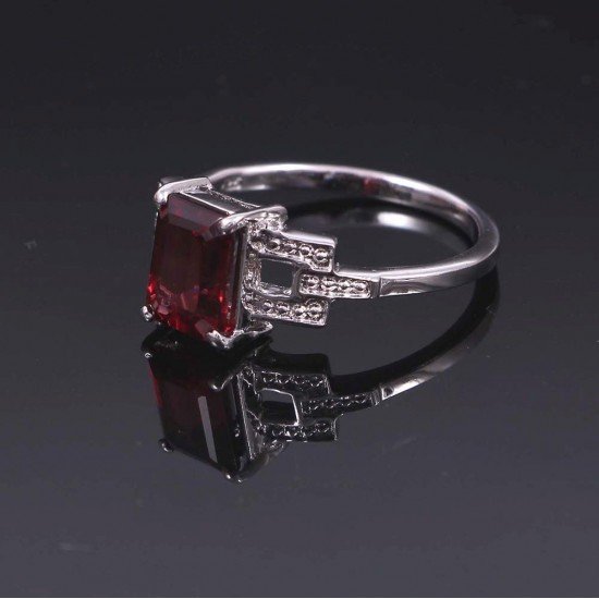 redgem 925 silver ring for women natural garnet red 6x8 mm rectangle jarg12 women's fashion redgem 925 silver ring for women precious gemstone natural garnet red 6x8 mm rectangle redgem 976