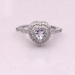 Redgem 925 Silver Ring for Women and Girls Natural Aquamarine Blue 6 MM Heart