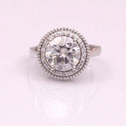 Redgem 925 Silver Ring for Girls Moissanite Colorless 10 MM Round (3.20 Ct) Redgem 925 Silver Ring for Girls Moissanite Colorless 10 MM Round (3.20 Ct)