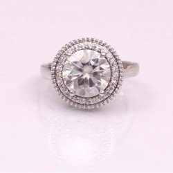 Redgem 925 Silver Ring for Girls Moissanite Colorless 10 MM Round (3.20 Ct) redgem 925 silver ring for women natural amethyst purple 5 mm round jarg275 women's fashion redgem 925 silver ring for women natural amethyst purple 5 mm round redgem 1461