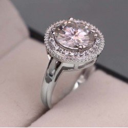 Redgem 925 Silver Ring for Girls Moissanite Colorless 10 MM Round (3.20 Ct) redgem 925 silver ring for women natural amethyst purple 5 mm round jarg275 women's fashion redgem 925 silver ring for women natural amethyst purple 5 mm round redgem 1461