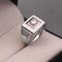 Sterling Silver Ring for Girls & Women Featuring a Dazzling 0.80 Ct Colorless Moissanite Sterling Silver Ring for Girls & Women Featuring a Dazzling 0.80 Ct Colorless Moissanite