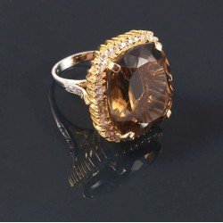 Redgem 925 Silver Ring for Women and Girls Natural Smoky Quartz Brown 18X20 MM Cushion redgem 925 silver ring for women natural smoky quartz brown 7x9 mm oval jarg239 women's fashion redgem 925 silver ring for women natural smoky quartz brown 7x9 mm oval redgem 1426