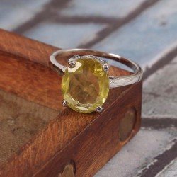 Redgem 925 Silver Ring for Women and Girls Natural Lemon Quartz Lemon 10X12 MM Oval Redgem 925 Silver Ring for Women and Girls Natural Lemon Quartz Lemon 10X12 MM Oval