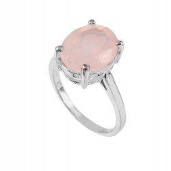 Redgem 925 Silver Ring for Women and Girls Natural Rose Quartz Pink 10X12 MM Oval Redgem 925 Silver Ring for Women and Girls Natural Rose Quartz Pink 10X12 MM Oval