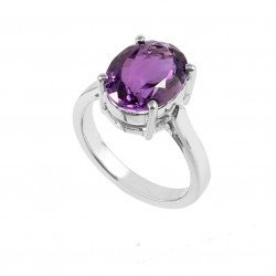 Redgem 925 Silver Ring for Girls and Women Natural Amethyst Purple 10X12 MM Oval redgem 925 silver ring for women natural amethyst purple 5 mm round jarg275 women's fashion redgem 925 silver ring for women natural amethyst purple 5 mm round redgem 1461