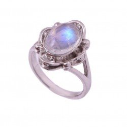 Redgem 925 Silver Ring for Girls Natural Rainbow Moonstone White 8X12 MM Oval redgem 925 silver ring for women natural amethyst purple 5 mm round jarg275 women's fashion redgem 925 silver ring for women natural amethyst purple 5 mm round redgem 1461