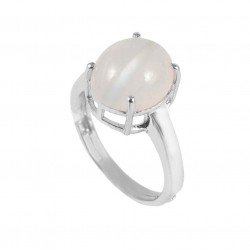 Redgem 925 Silver Ring for Women Natural Moonstone White 10X12 MM Oval