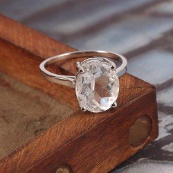 Redgem 925 Silver Ring for Women and Girls Natural Rock Crystal Colorless 10X12 MM Oval Redgem 925 Silver Ring for Women and Girls Natural Rock Crystal Colorless 10X12 MM Oval