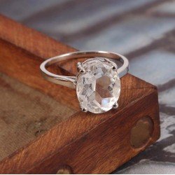 Redgem 925 Silver Ring for Women and Girls Natural Rock Crystal Colorless 10X12 MM Oval redgem 925 silver ring for women natural rock crystal colorless 8 mm square jarg293 women's fashion redgem 925 silver ring for women natural rock crystal colorless 8 mm square redgem 1479