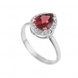 Redgem 925 Silver Ring for Girls Natural Garnet Red 7X9 MM Pear redgem 925 silver ring for women natural amethyst purple 5 mm round jarg275 women's fashion redgem 925 silver ring for women natural amethyst purple 5 mm round redgem 1461