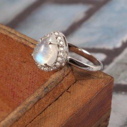 Redgem 925 Silver Ring for Women and Girls Natural Rainbow Moonstone White 7X9 MM Pear Redgem 925 Silver Ring for Women and Girls Natural Rainbow Moonstone White 7X9 MM Pear