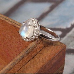 Redgem 925 Silver Ring for Women and Girls Natural Rainbow Moonstone White 7X9 MM Pear Redgem 925 Silver Ring for Women and Girls Natural Rainbow Moonstone White 7X9 MM Pear
