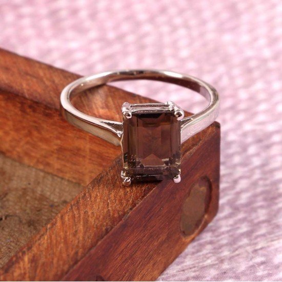 redgem 925 silver ring for women natural smoky quartz brown 7x9 mm rectangle jarg144 women's fashion redgem 925 silver ring for women natural smoky quartz brown 7x9 mm rectangle redgem 1093